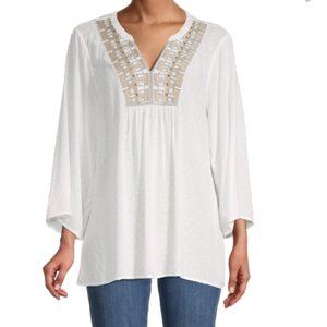 Tommy Bahama Embroidery Swiss-Dot Top / Size XL
